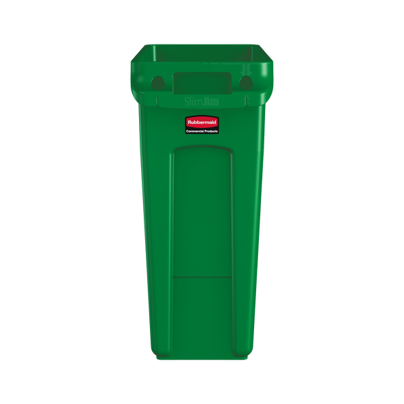 1955960 - Rubbermaid Slim Jim with Venting Channels - 60 Ltr - Green 1955960 - Rubbermaid Slim Jim with Venting Channels - 60 Ltr - Green