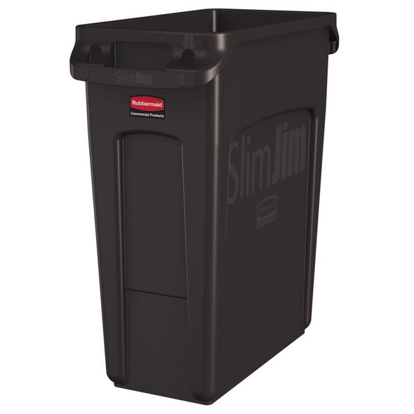 Rubbermaid Slim Jim With Venting Channels 60L - Brown Rubbermaid Slim Jim With Venting Channels 60L - Brown