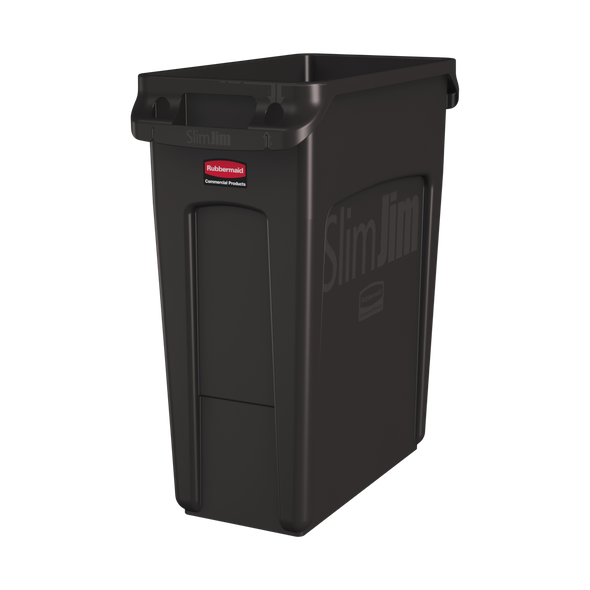 Rubbermaid Slim Jim with Venting Channels - 60 Ltr - Brown - 1956181 Rubbermaid Slim Jim with Venting Channels - 60 Ltr - Brown - 1956181