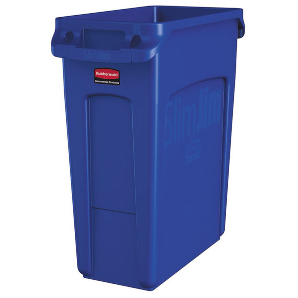 Rubbermaid Slim Jim With Venting Channels 60L - Blue Rubbermaid Slim Jim With Venting Channels 60L - Blue