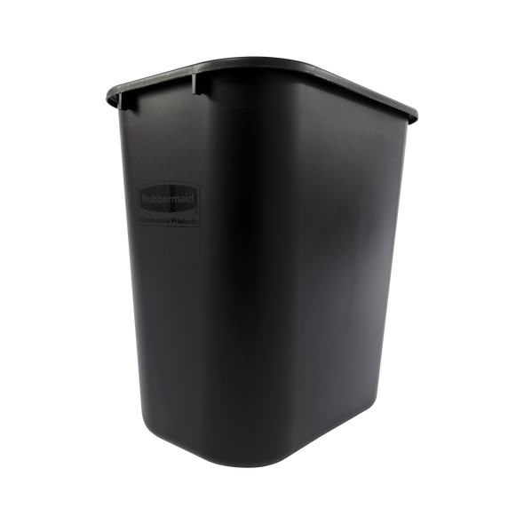 FG295600BLA - Rubbermaid Rectangular Wastebasket -  26.6 Ltr - Black