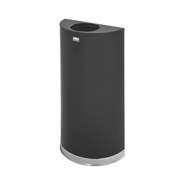 Rubbermaid Half-Round Open Top Bin - 45 Ltr - Black/Chrome - FGSO1220PLBK