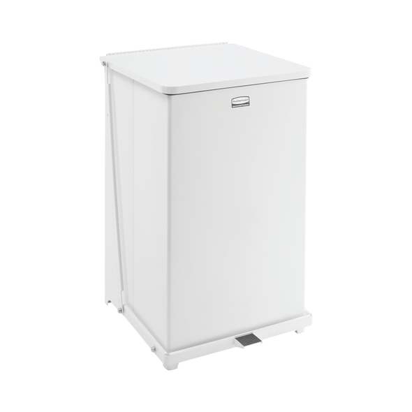 Rubbermaid Defender Square Pedal Bin with Plastic Liner - 95 Ltr - White - FGST40EPLWH