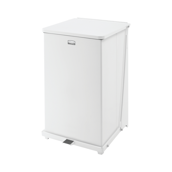 FGST40EPLWH - Rubbermaid Defender Square Pedal Bin with Plastic Liner - 95 Ltr - White