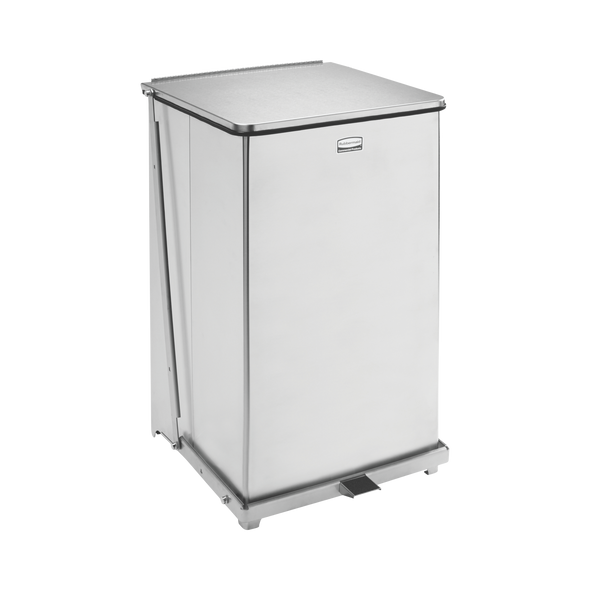 Rubbermaid Defender Square Pedal Bin with Liner - 95 Ltr - Stainless Steel - FGST40SSPL