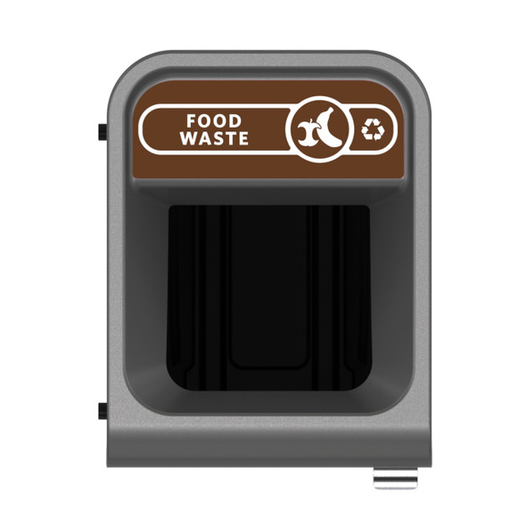 2154729 - Rubbermaid Configure Container with Food Waste Label - 57 Ltr - Brown - Overhead Showing Label and Aperture 2154729 - Rubbermaid Configure Container with Food Waste Label - 57 Ltr - Brown - Overhead Showing Label and Aperture