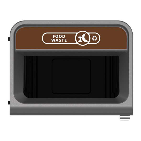 2154763 - Configure Container with Food Waste Label - 125 Ltr - Brown - Overhead Showing Label & Aperuture 2154763 - Configure Container with Food Waste Label - 125 Ltr - Brown - Overhead Showing Label & Aperuture