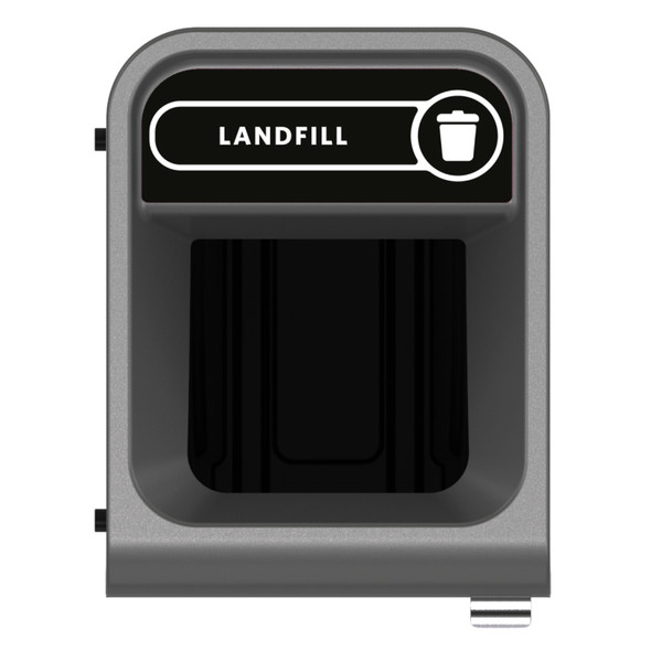 2154730 - Rubbermaid Configure Container with Landfill Label - 57 Ltr - Black - Overhead image of label and aperture