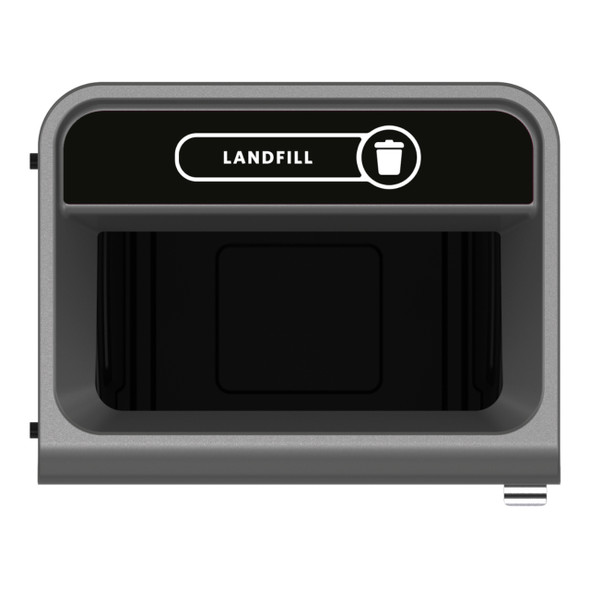 2154764 - Configure Container with Landfill Label - 125 Ltr - Black - Overhead Showing Label & Aperture 2154764 - Configure Container with Landfill Label - 125 Ltr - Black - Overhead Showing Label & Aperture