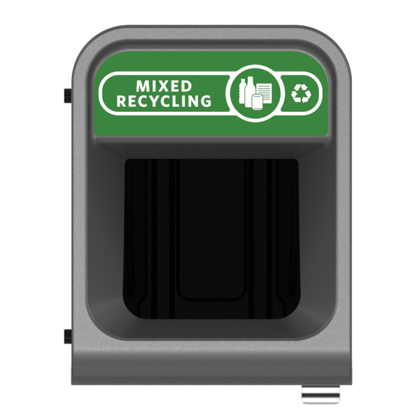 2154751 - Rubbermaid Configure Container with Mixed Recycling Label - 57 Ltr - Green - Overhead Showing Label & Aperture 2154751 - Rubbermaid Configure Container with Mixed Recycling Label - 57 Ltr - Green - Overhead Showing Label & Aperture