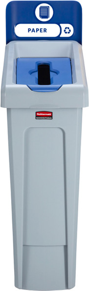 2185054 - Rubbermaid Slim Jim Recycling Station - 87 Ltr - Paper Recycling (Blue) - Front 2185054 - Rubbermaid Slim Jim Recycling Station - 87 Ltr - Paper Recycling (Blue) - Front