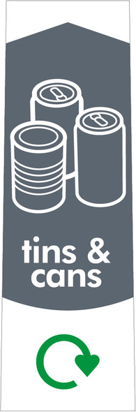 Slim Recycling Bin Sticker - Tins & Cans - PC115TC Slim Recycling Bin Sticker - Tins & Cans - PC115TC