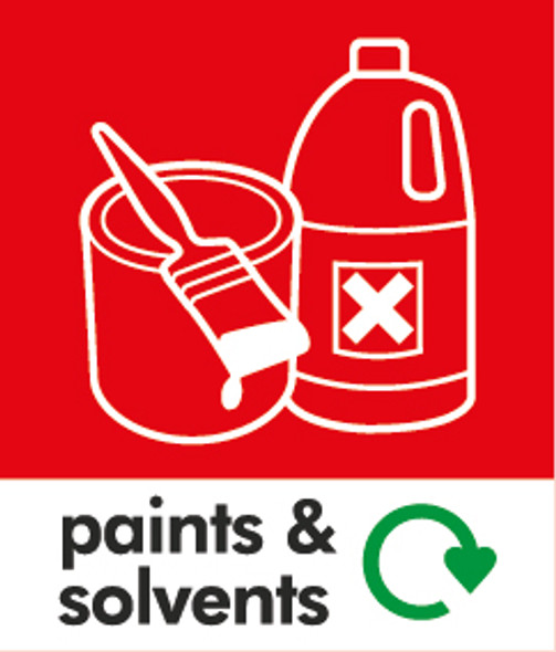 Small Waste Bin Sticker - Paints & Solvents - PC85PS Small Waste Bin Sticker - Paints & Solvents - PC85PS