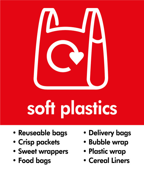 Small Recycling Bin Sticker - Soft Plastics - PC85SP Small Recycling Bin Sticker - Soft Plastics - PC85SP