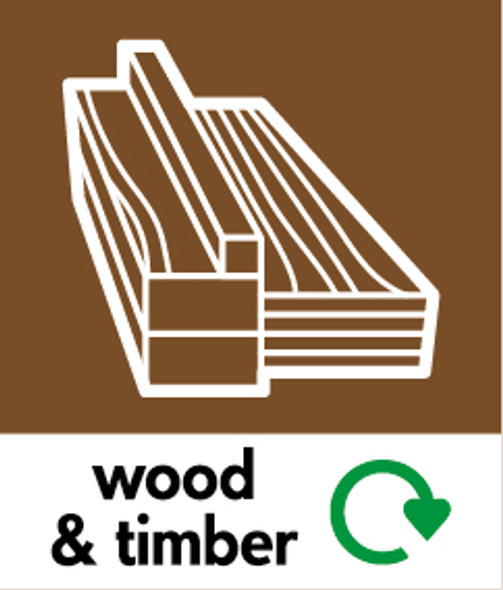 Small Recycling Bin Sticker - Wood & Timber - PC85WT Small Recycling Bin Sticker - Wood & Timber - PC85WT
