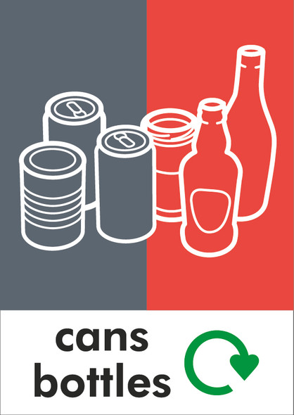 A4 Recycling Bin Sticker - Cans/Bottles - PCA4CB A4 Recycling Bin Sticker - Cans/Bottles - PCA4CB