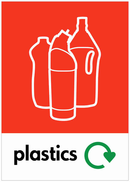 A4 Recycling Bin Sticker - Plastics - PCA4PL A4 Recycling Bin Sticker - Plastics - PCA4PL