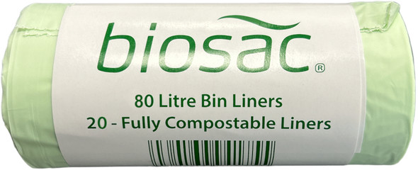 PMCBIO80 - Biosac Compostable Bin Liner - 80 Ltr - Roll of 20 PMCBIO80 - Biosac Compostable Bin Liner - 80 Ltr - Roll of 20