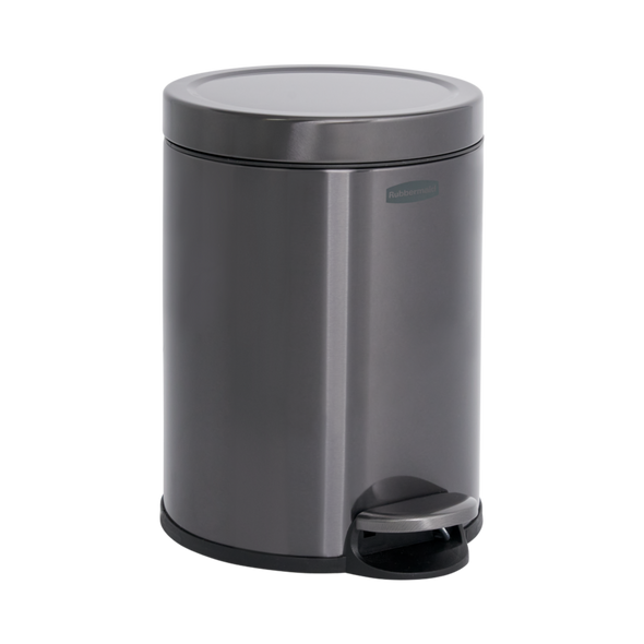 Rubbermaid Round Pedal-Operated Wastebasket - 6 Ltr - Charcoal - 2179250 Rubbermaid Round Pedal-Operated Wastebasket - 6 Ltr - Charcoal - 2179250