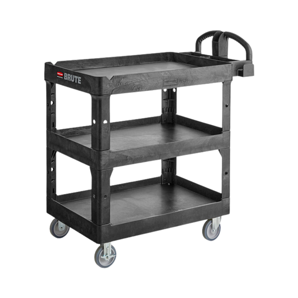 Rubbermaid BRUTE Heavy-Duty 3-Shelf Utility Cart - Medium - Black - 2196862