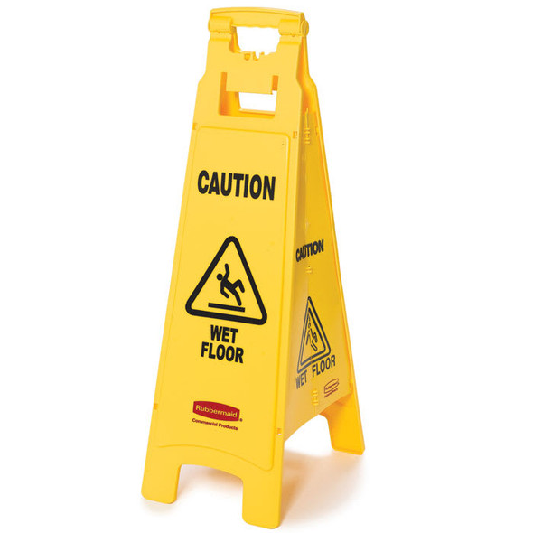 Rubbermaid 4 Sided Floor Sign - Multilingual Caution Wet Floor Symbol Rubbermaid 4 Sided Floor Sign - Multilingual Caution Wet Floor Symbol