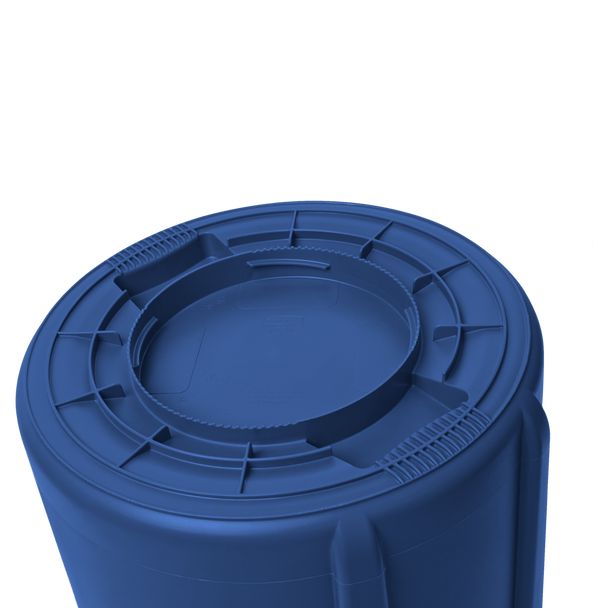 FG262073BLUE - Rubbermaid BRUTE Container with Recycling Graphic - 75.7 Ltr - Blue - Base Handles and Dolly Locking System