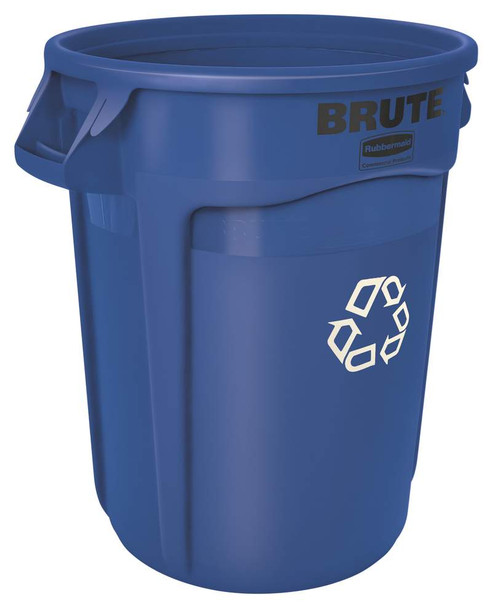 Rubbermaid BRUTE Container with Recycling Logo - 121.1 Ltr - Blue