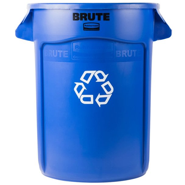 Rubbermaid BRUTE Container with Recycling Logo - 121.1 Ltr - Blue