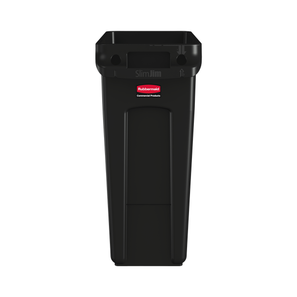 Rubbermaid Slim Jim with Venting Channels - 60 Ltr - Black - 1955959