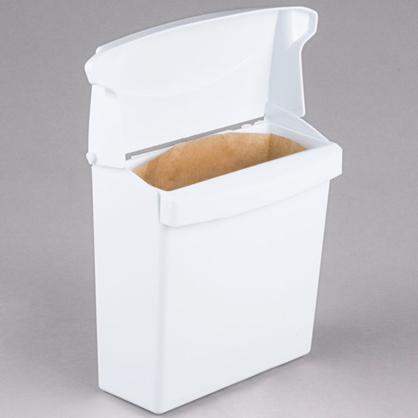 Rubbermaid Wall-Mount Sanitary Waste Bin - White