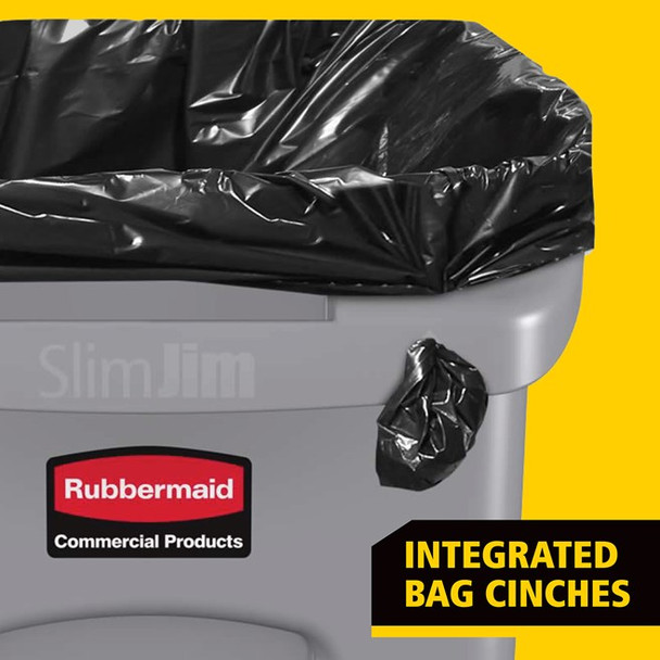 Rubbermaid Slim Jim with Venting Channels & Recycling Logo - 87 Ltr - Green