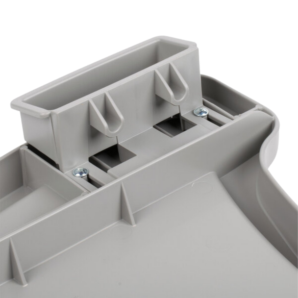 Close-Up Image of Clips on Bottom of Rubbermaid Sturdy Chair Tray