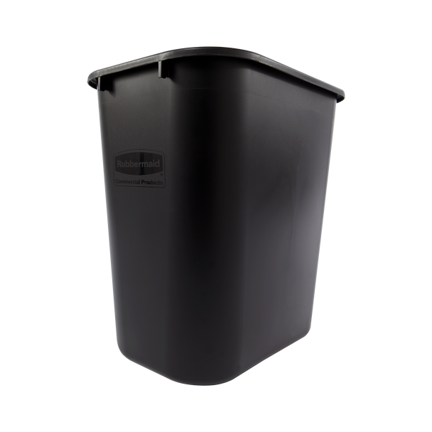 FG295600BLA - Rubbermaid Rectangular Wastebasket -  26.6 Ltr - Black