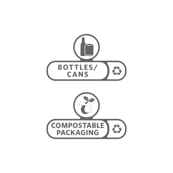 Rubbermaid Slim Jim Recycling Station Billboard Stickers - Bottles/Cans and Compostable Packaging