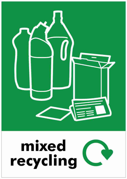 Large A4 Waste Stream Sticker - Mixed Recycling