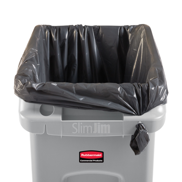 2026695 - Rubbermaid Under-Counter Slim Jim - 49 Ltr - Grey - Fitted with Liner Utilising Bag Cinch