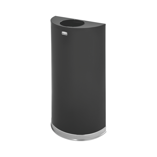 Rubbermaid Half-Round Open Top Bin - 45 Ltr - Black/Chrome - FGSO1220PLBK