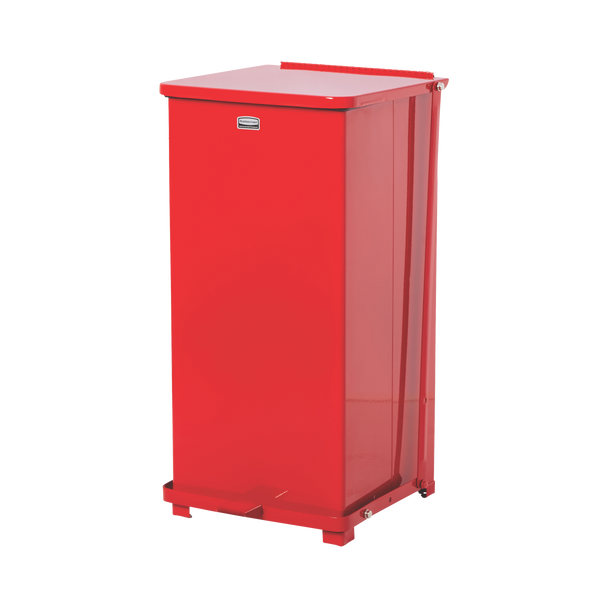 Rubbermaid Defender Square Pedal Bin with Plastic Liner - 49 Ltr - Red - FGST24EPLRD