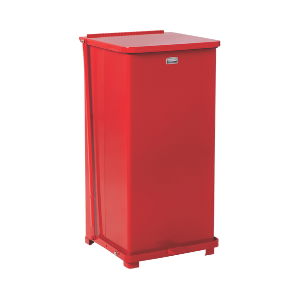 Rubbermaid FGST24EPLRD - Defender Square Pedal Bin with Plastic Liner - 49 Ltr - Red