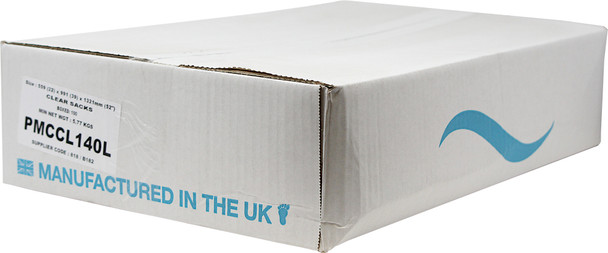 PMCCL140L - Bin Liners - 140 Ltr - Pack of 100 - Clear