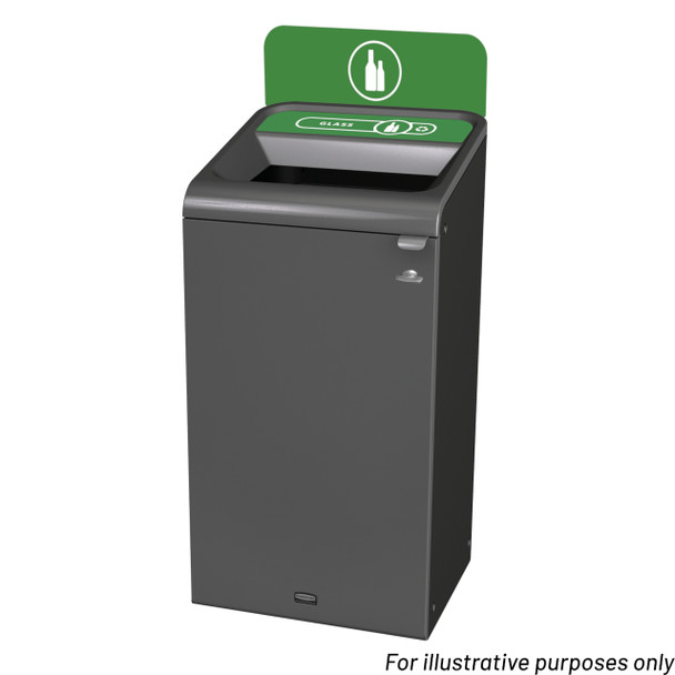 2154754 - Rubbermaid Configure Container with Glass Recycling Label - 87 Ltr - Green - Fitted with Optional Billboard