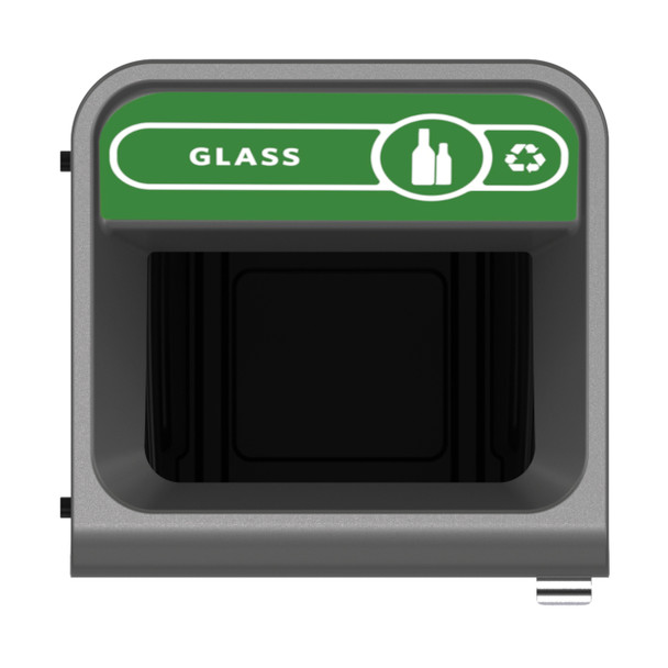 2154754 - Rubbermaid Configure Container with Glass Recycling Label - 87 Ltr - Green - Overhead Showing Label & Aperture