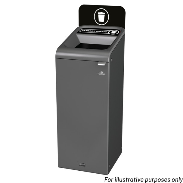 2154728 - Rubbermaid Configure Container with General Waste Label - 57 Ltr - Black - Fitted with Optional Billboard