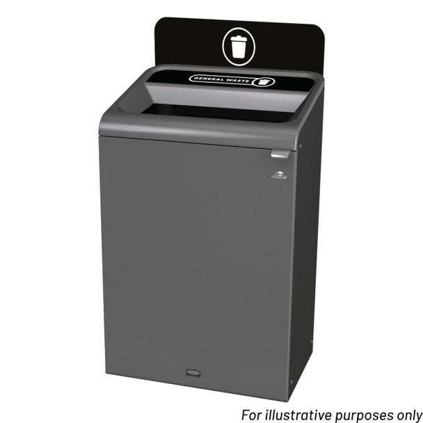 2154762 - Configure Container with General Waste Label - 125 Ltr - Black  - Fitted with Optional Billboard
