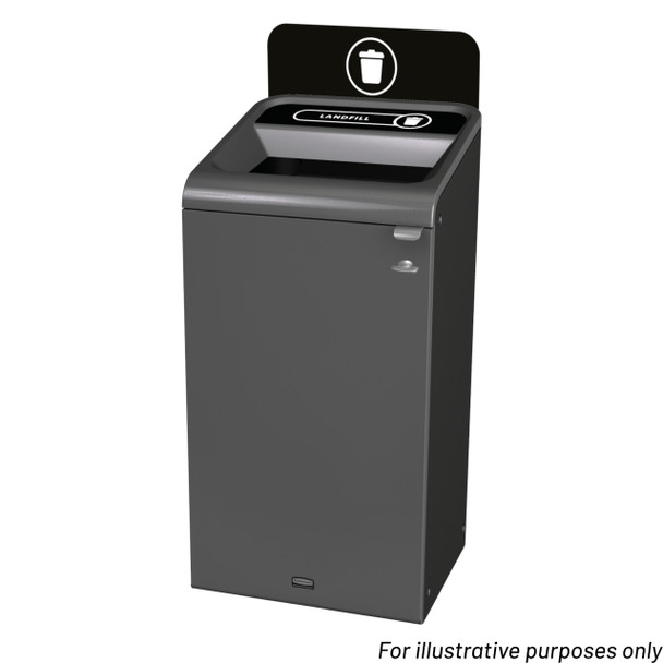 2154757 - Rubbermaid Configure Container with Landfill Label - 87 Ltr - Black - Fitted with Optional Billboard