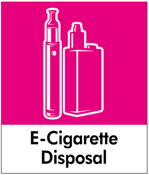Small Waste Bin Sticker - E-Cigarette Disposal - PC85ECD