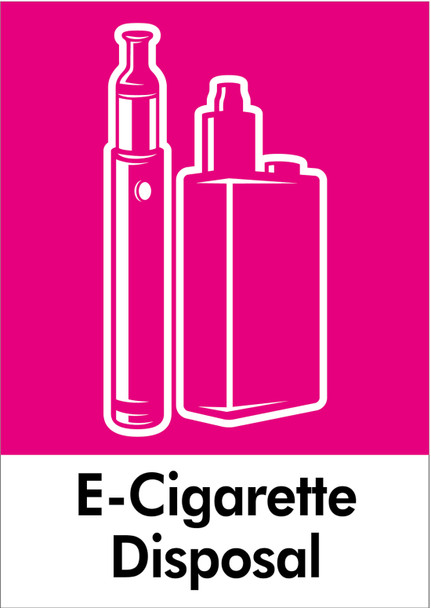 PCA4ECD - Large, A4 sticker with white outline of two e-cigarettes on bright pink background, featuring e-cigarette text