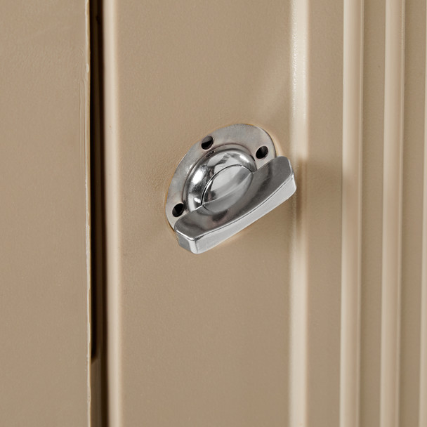 Rubbermaid Landmark Waste Container - 189 Ltr - Beige - FG396400BEIG - Close-Up of Lock