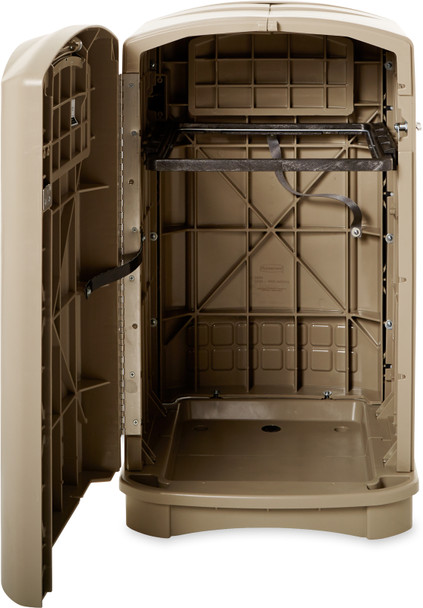 Rubbermaid Landmark Waste Container - 189 Ltr - Beige - FG396400BEIG - Door Open
