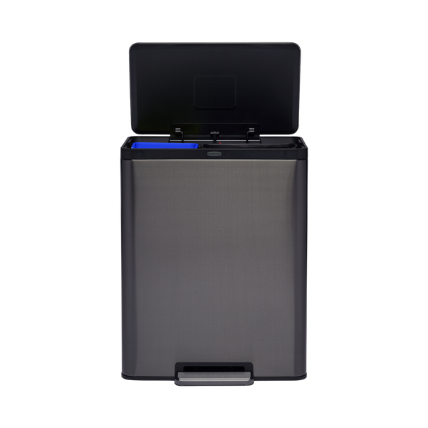 Front-Facing Image of Rubbermaid Elite Dual Stream Pedal Bin with Lid Open